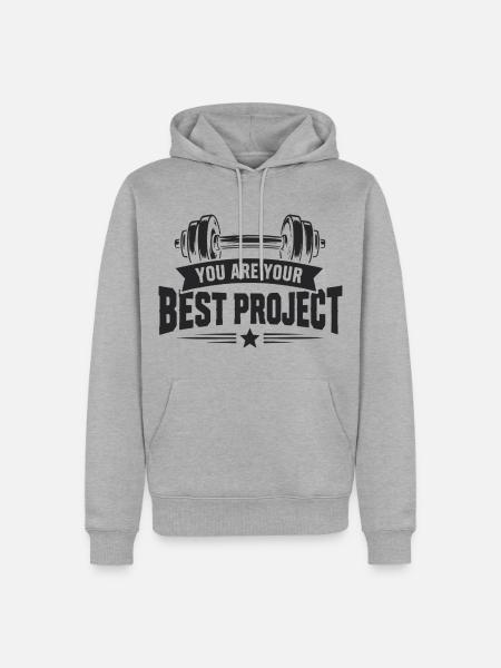 You Are Your Best Project Krafttraining Fitness - Männer Premium Bio Hoodie - Grau meliert