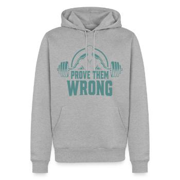 Prove Them Wrong - Männer Premium Bio Hoodie - Grau meliert - Vorne - Thijin (182cm)