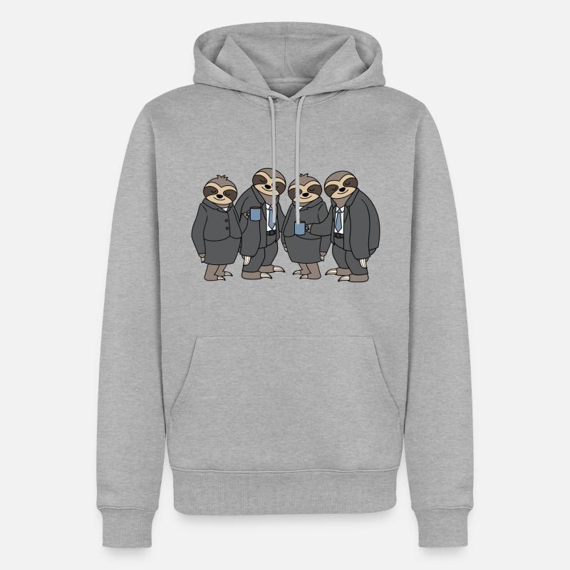 Funny Sloths Group Bureau Équipe Collègues de café - Sweat à capuche Premium bio Homme - gris chiné