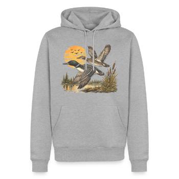 Vintage Common Loon Pair Flying Lake Wildlife Bird - Männer Premium Bio Hoodie - Grau meliert - Vorne - Thijin (182cm)