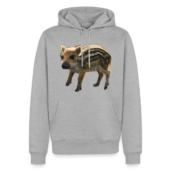 Frischling Wildschwein Digital Art - Männer Premium Bio Hoodie - Grau meliert - Vorne - Thijin (182cm)