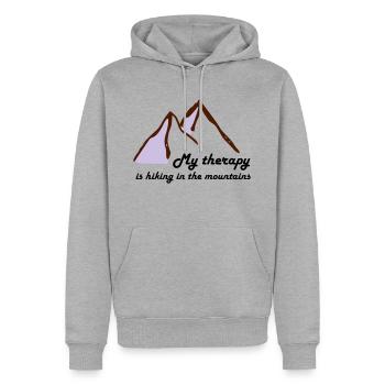 Ma thérapie est une randonnée en montagne - Sweat à capuche Premium bio Homme - gris chiné - Devant - Thijin (182cm)
