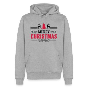 Joyeux Noël Cadeau de Noël Père Noël - Sweat à capuche Premium bio Homme - gris chiné - Devant - Thijin (182cm)