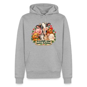 Freunde sind keine Zutaten  - Männer Premium Bio Hoodie - Grau meliert - Vorne - Thijin (182cm)