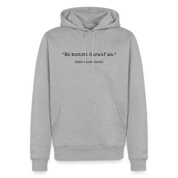 Es kommt darauf an - Juristen Sprüche - Männer Premium Bio Hoodie - Grau meliert - Vorne - Thijin (182cm)