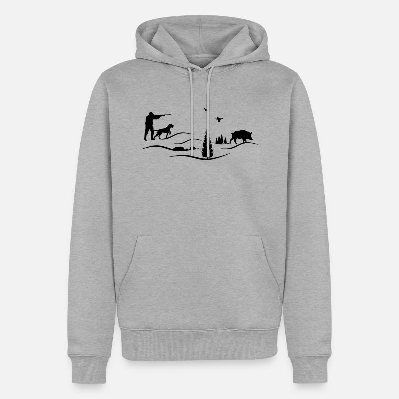 Jäger Deutsch Drahthaar - Männer Premium Bio Hoodie - Grau meliert
