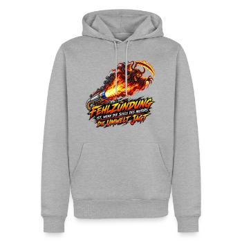 Fehlzündung: Seele des Motors - Männer Premium Bio Hoodie - Grau meliert - Vorne - Thijin (182cm)