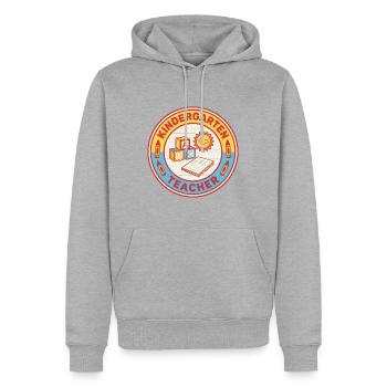 Vintage Kindergartenlehrerin ABC Blocks Sonnenabzeichen - Männer Premium Bio Hoodie - Grau meliert - Vorne - Thijin (182cm)