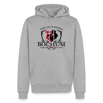 Bochum Logo Design Pott (zum editieren) - Männer Premium Bio Hoodie - Grau meliert - Vorne - Thijin (182cm)