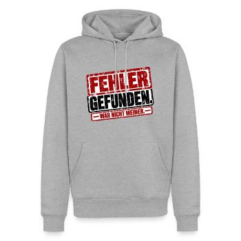 Fehler gefunden. War nicht meiner - Männer Premium Bio Hoodie - Grau meliert - Vorne - Thijin (182cm)