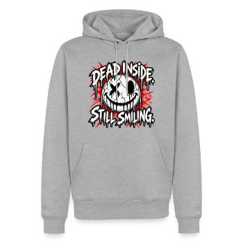Dead Inside – Gothic Smiley - Männer Premium Bio Hoodie - Grau meliert - Vorne - Thijin (182cm)