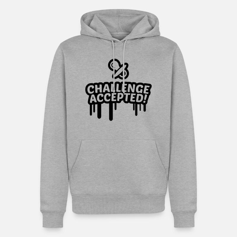 Schnuller Challenge accepted 1c - Männer Premium Bio Hoodie - Grau meliert