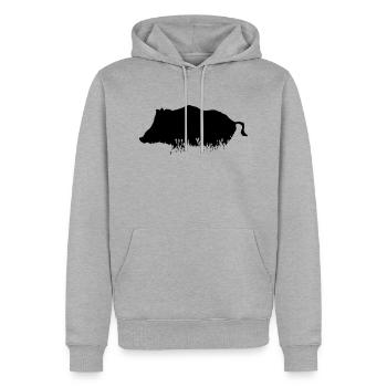 Wild Boar - Wildschwein - Männer Premium Bio Hoodie - Grau meliert - Vorne - Thijin (182cm)
