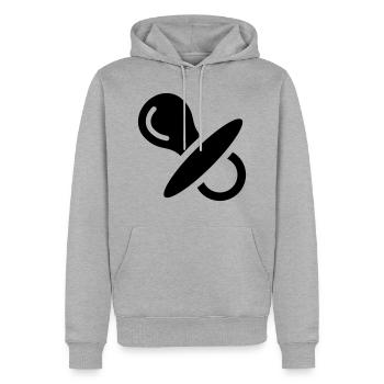 Schnuller, nuckel, baby, brust, schlafen - Männer Premium Bio Hoodie - Grau meliert - Vorne - Thijin (182cm)