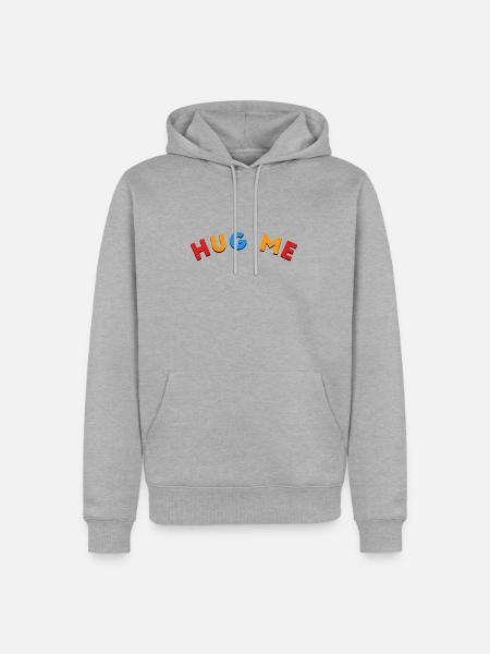 hug me - Männer Premium Bio Hoodie - Grau meliert
