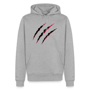 krallen_02 - Sweat à capuche Premium bio Homme - gris chiné - Devant - Thijin (182cm)