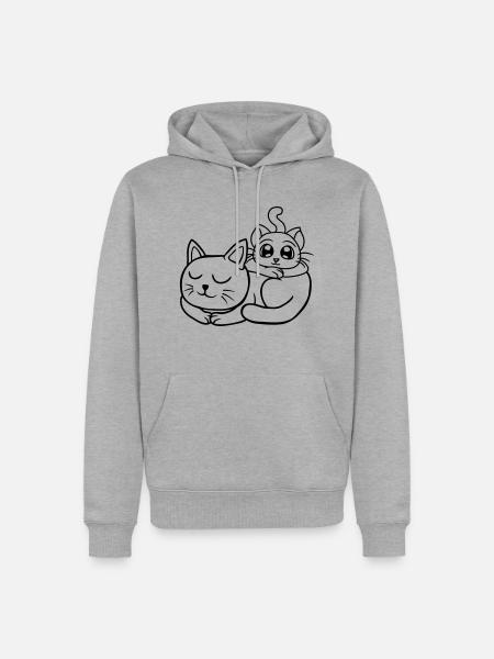 Chillende Katzen Freunde aufeinander - Männer Premium Bio Hoodie - Grau meliert