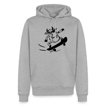 Cow Skateboard Funny Gift Idea - Men’s Premium Organic Hoodie - heather grey - Front - Thijin (182cm)