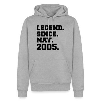 Born in may 2005 - Men’s Premium Organic Hoodie - heather grey - Front - Thijin (182cm)