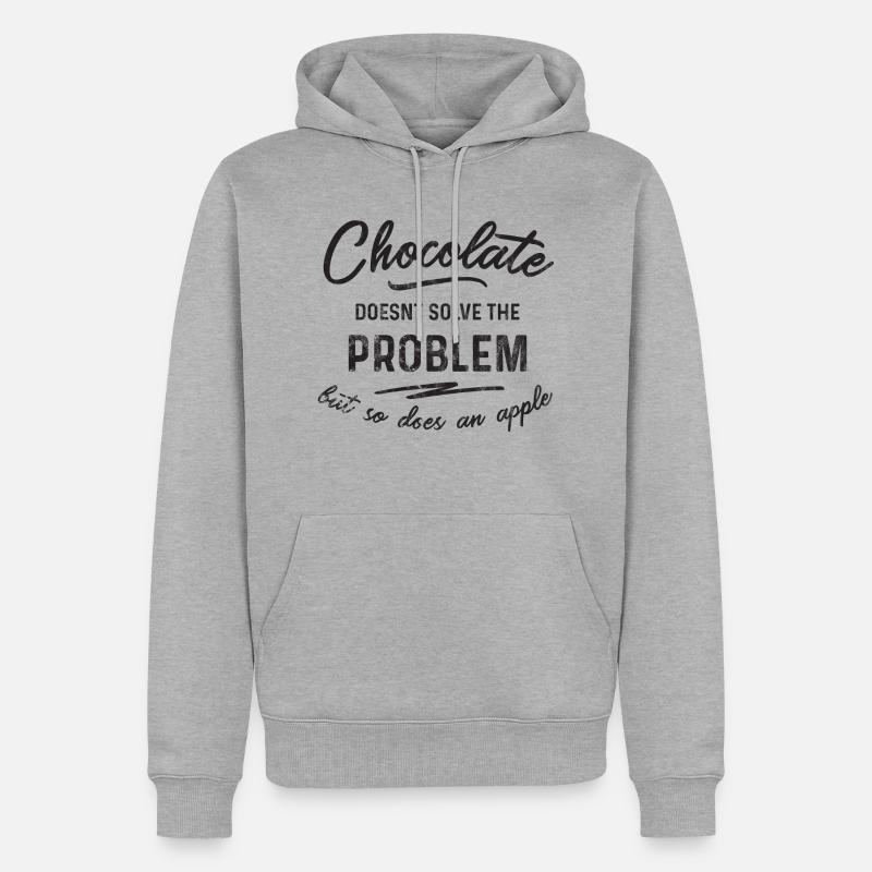 Le chocolat ne résout pas le problème - Sweat à capuche Premium bio Homme - gris chiné