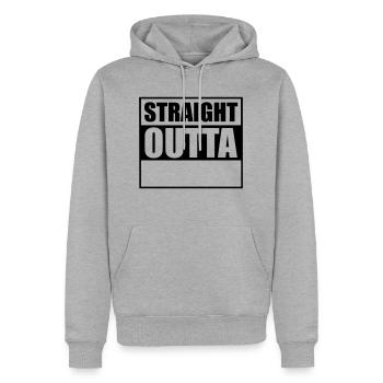 Straight outta - Männer Premium Bio Hoodie - Grau meliert - Vorne - Thijin (182cm)