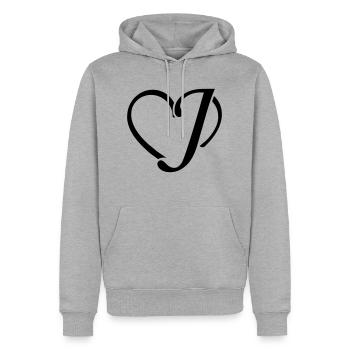 Herz Buchstaben J - Männer Premium Bio Hoodie - Grau meliert - Vorne - Thijin (182cm)
