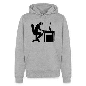 Nerd bureau ordinateur - Sweat à capuche Premium bio Homme - gris chiné - Devant - Thijin (182cm)