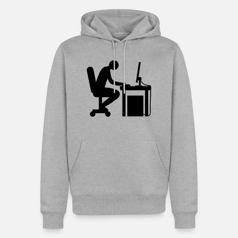 Computer Schreibtisch Nerd - Männer Premium Bio Hoodie - Grau meliert