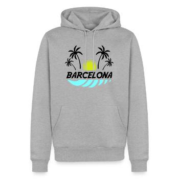 Barcelone - Sweat à capuche Premium bio Homme - gris chiné - Devant - Thijin (182cm)