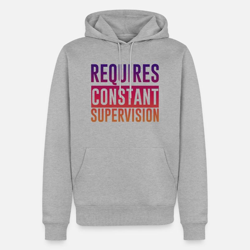 Requires Constant Supervision 2 - Männer Premium Bio Hoodie - Grau meliert