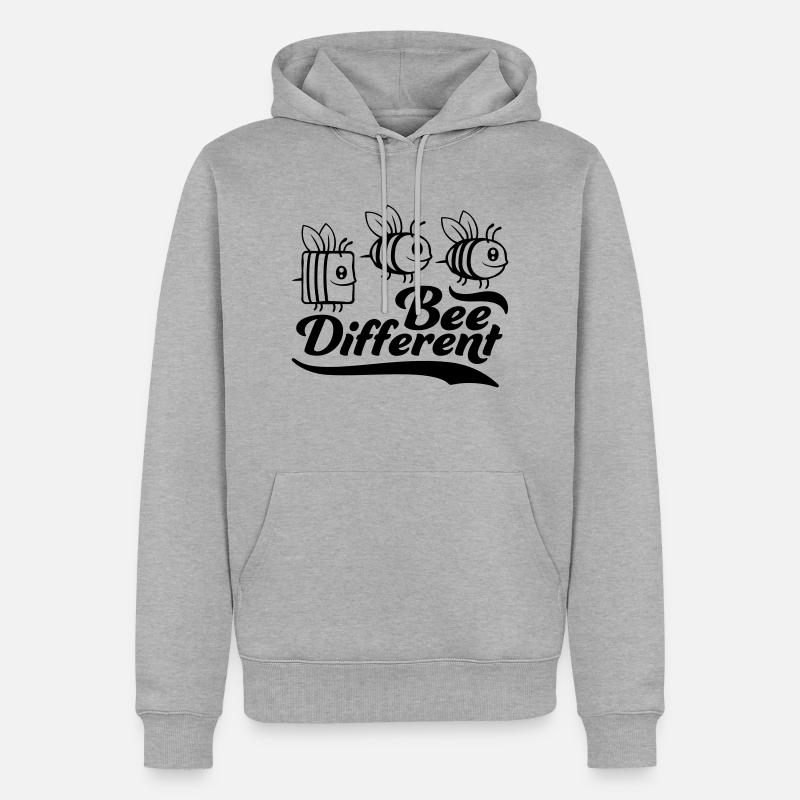 bee different Spruch Zitat - Männer Premium Bio Hoodie - Grau meliert