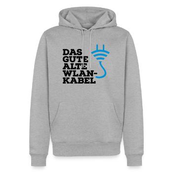 WLAN Kabel Computer Shirt - Männer Premium Bio Hoodie - Grau meliert - Vorne - Thijin (182cm)