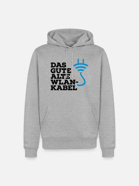 WLAN Kabel Computer Shirt - Männer Premium Bio Hoodie - Grau meliert