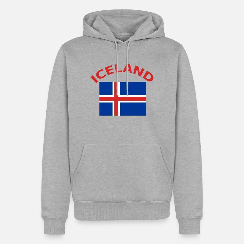 Islande, Islande, drapeau, drapeau - Sweat à capuche Premium bio Homme - gris chiné