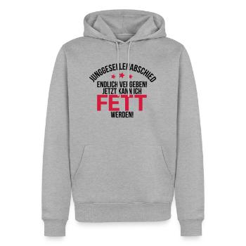 JGA - Fett werden... (M) - Männer Premium Bio Hoodie - Grau meliert - Vorne - Thijin (182cm)