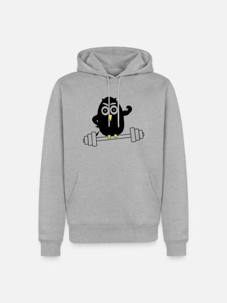 vogel Bodybuilding - Männer Premium Bio Hoodie - Grau meliert