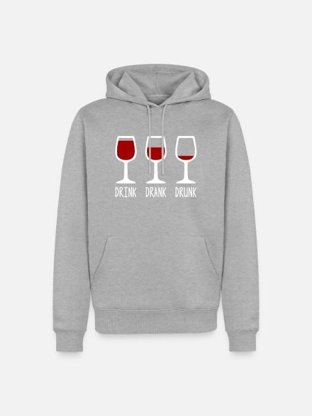 Drink Drank Drunk Wein Rotwein - Männer Premium Bio Hoodie - Grau meliert