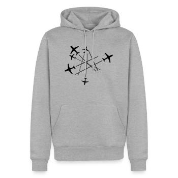chemtrails viele linien oben unten flugzeug fliege - Männer Premium Bio Hoodie - Grau meliert - Vorne - Thijin (182cm)