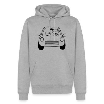 Papa Kind Auto - Männer Premium Bio Hoodie - Grau meliert - Vorne - Thijin (182cm)