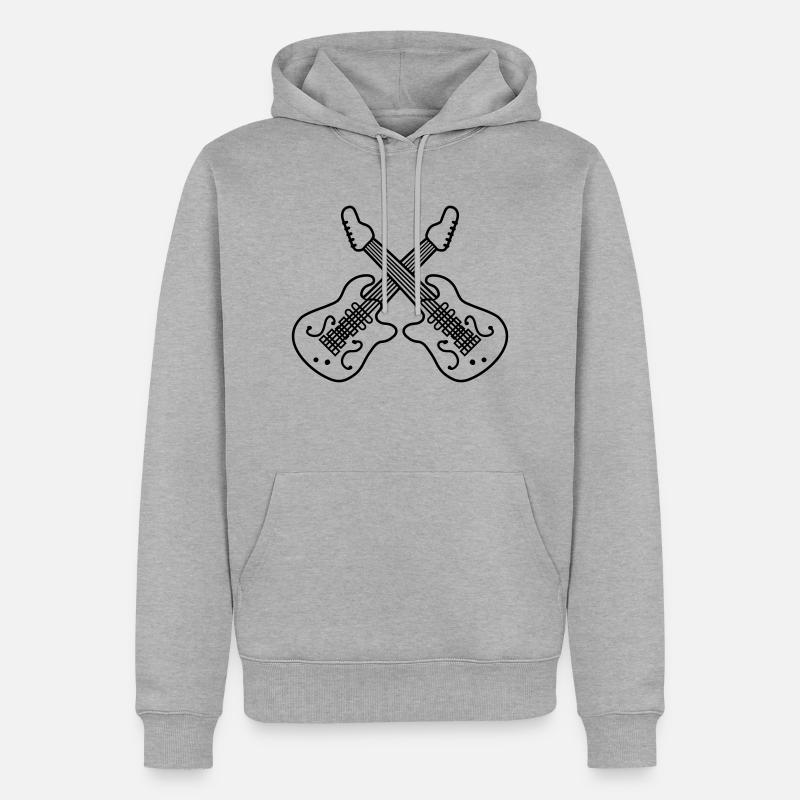 Guitares Cross 2 E - Sweat à capuche Premium bio Homme - gris chiné