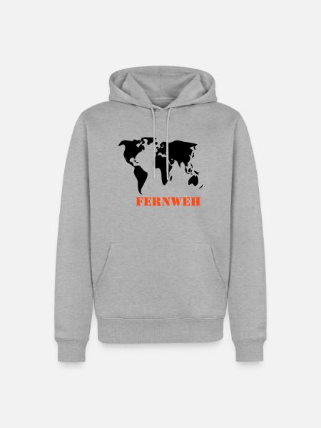 Weltkarte Fernweh - Männer Premium Bio Hoodie - Grau meliert