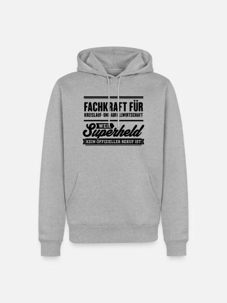 Superheld Fachkraft Kreislauf und Abfallwirtschaft - Männer Premium Bio Hoodie - Grau meliert