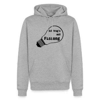 ich trage es mit Fassung lockere Einstellung - Männer Premium Bio Hoodie - Grau meliert - Vorne - Thijin (182cm)