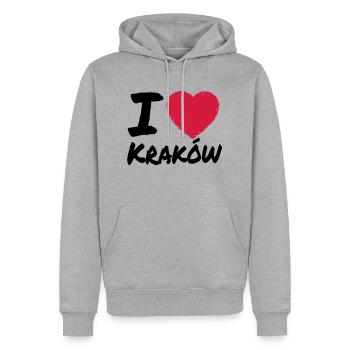 I Love Krakow - Männer Premium Bio Hoodie - Grau meliert - Vorne - Thijin (182cm)