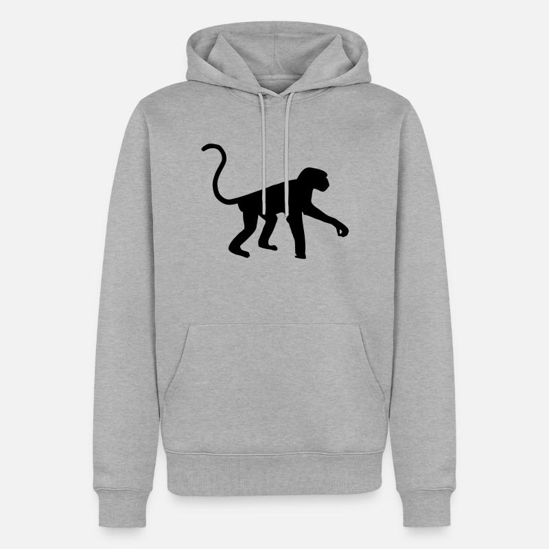 Affe - Männer Premium Bio Hoodie - Grau meliert