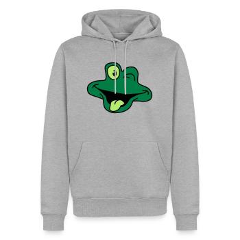 Cheeky Comic Frog Face - Männer Premium Bio Hoodie - Grau meliert - Vorne - Thijin (182cm)