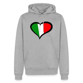 Italy Italia Italia grün weiß rot Love Herz Liebe - Männer Premium Bio Hoodie - Grau meliert - Vorne - Thijin (182cm)