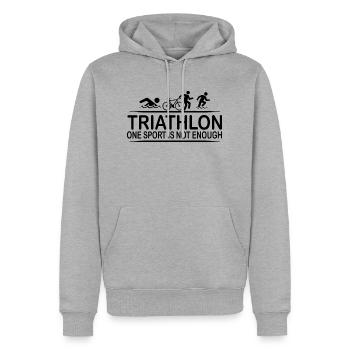 Triathlon Marathon Swim Bike Run - Männer Premium Bio Hoodie - Grau meliert - Vorne - Thijin (182cm)