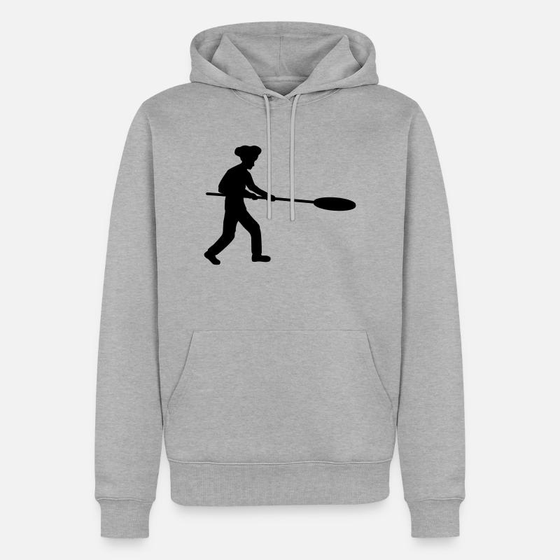 Pizza Pusher Pizza Baker Silhouette - Sweat à capuche Premium bio Homme - gris chiné