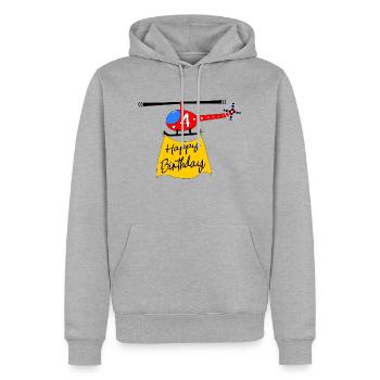 Hubschrauber Happy Birthday 4 - Männer Premium Bio Hoodie - Grau meliert - Vorne - Thijin (182cm)